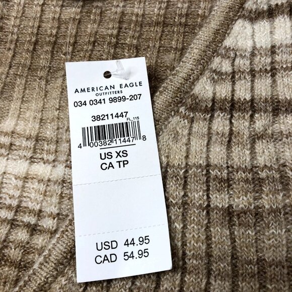 American Eagle NWT Tan V-Neck‎ Wrap Front Cropped Sweater Size XS - Picture 5 of 10